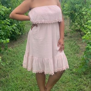 Express pink strapless dress large